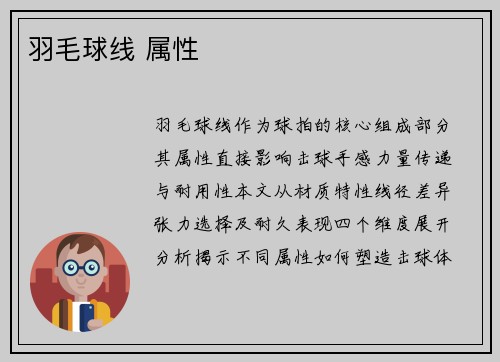 羽毛球线 属性